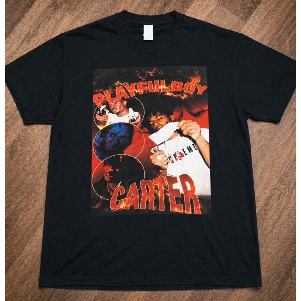 Playboi Carti T Shirt Mens L Playfulboy Carter Bootleg Style Rap Graphic Black